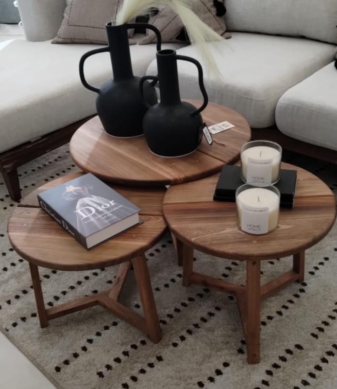 MESA DE CENTRO ECLIPSE SET DE 3 ROSA MORADA