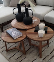 MESA DE CENTRO ECLIPSE SET DE 3 ROSA MORADA